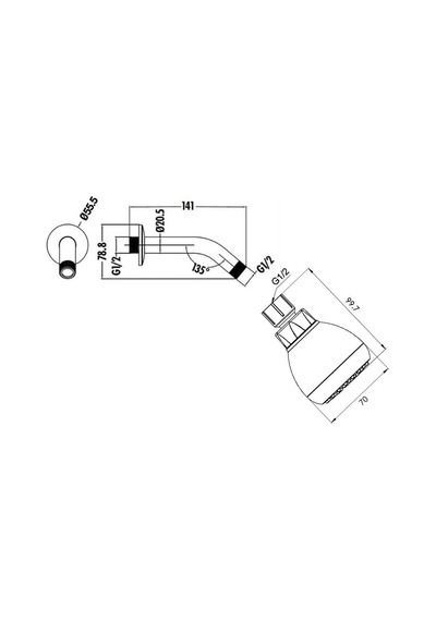 Ankastre Duş Başlığı Tek Fonksiyon 7 Cm Ktd123 Diğer