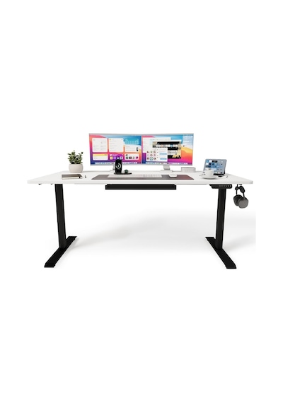 Uprise Comfort Çift Motorlu Yükseklik Ayarlı Masa 72 121 Cm Siyah Ayak/lake Beyaz Tabla, 120x60 Cm Diğer