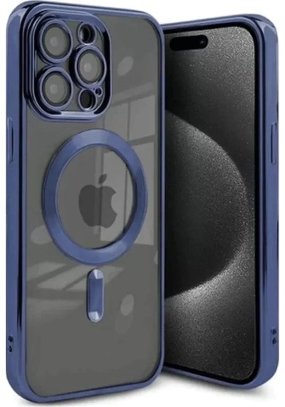 Newface Apple iPhone Uyumlu 15 Pro Kılıf Kross Magneticsafe Kapak - Lacivert Diğer