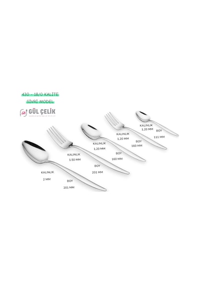 Çatal Kaşık Seti 30 Parça 6 Kişilik Sivri Model 18/0 Kalite Paslanmaz Çelik