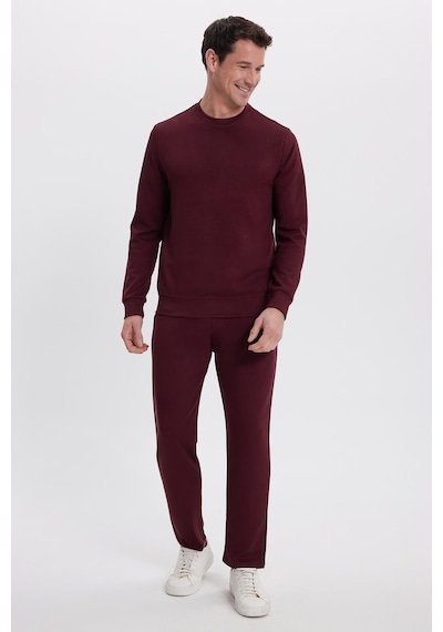 Tudors Erkek Slim Fit Dar Kesim Beli Bağcıklı 3 Cepli Geniş Paça Bordo Eşofman Altı-41908 Bordo