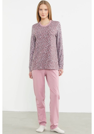 Leopar Binli Pijama Takımı Pembe