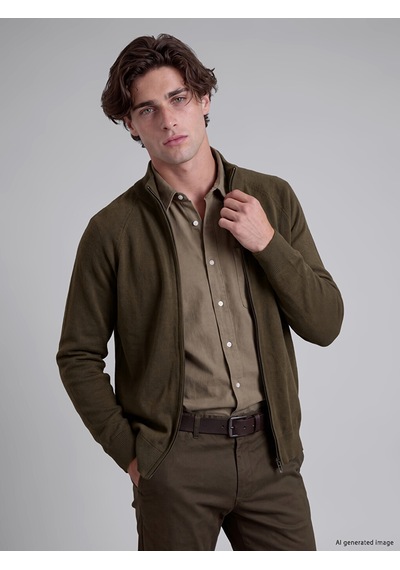 Lcw Vision Haki Regular Fit Dik Yaka Erkek Triko Hırka