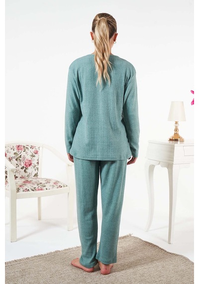 Remsa Kadın İnterlok Şardonlu Fitilli Pijama Takımı 25330 Mint Mint