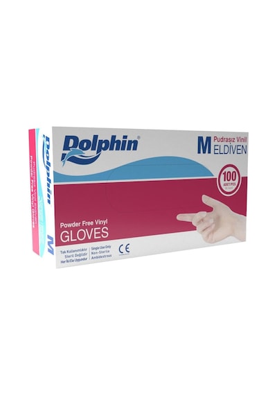 Pudrasız Vinil Eldiven, Medium Beden, Şeffaf, 100'lü Paket