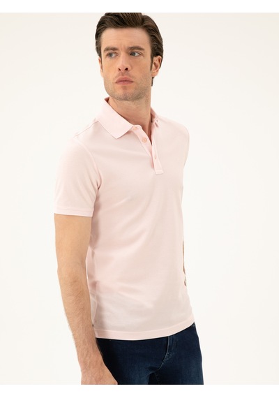 Pembe Slim Fit Polo Yaka Merserize T-shirt