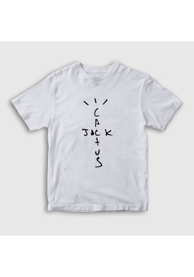 Presmono Unisex Çocuk Cactus Jack Travis Scott T-shirt Beyaz