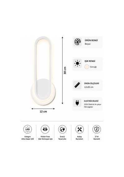 Haris Modern Led Duvar Apliği Günışığı Beyaz