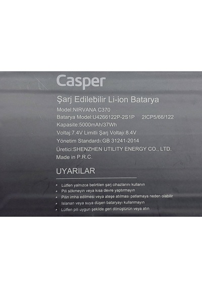 Casper C370 Batarya U4266122p-2s1p 5000 Mah/37wh