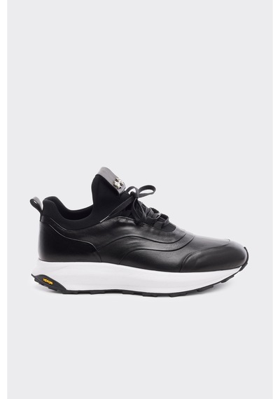 Derinet Hakiki Deri Erkek Sneakers Siyah Siyah