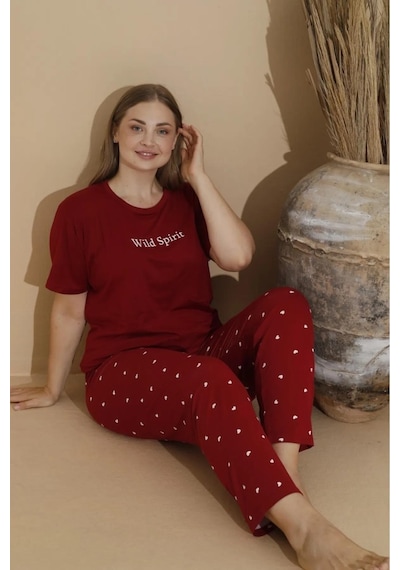 Boyraz Kadın Milan Büyük Beden Bisiklet Yaka Kısa Kol İnce Pijama Takımı 11053 - 1 Adet 001