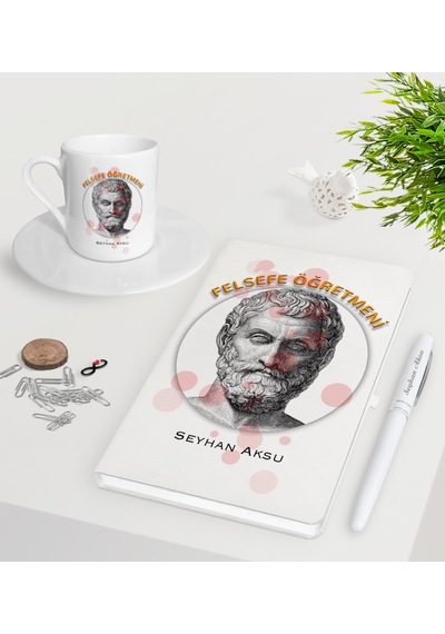 Kişiye Özel Felsefe Öğretmeni Beyaz Defter Kalem Türk Kahvesi Fin N11.3406