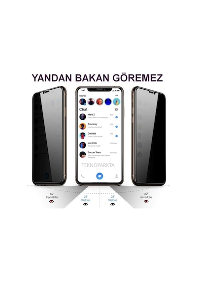 Apple  Uyumlu iPhone 14 Hayalet Privacy Gizli Görünmez Tam Kaplayan Kırılmaz Cam Ekran Koruyucu