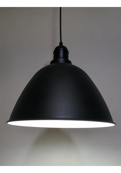 Riolight Retro Siyah Içi Beyaz Tekli Metal Sarkıt Çap:28Cm