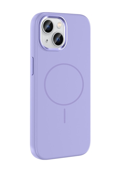 Nourthkiingdom Apple Uyumlu iPhone 15 Kılıf M-safe Şarj Özellikli Metal Kamera Çerçeveli Nrtk Edi Silikon Kapak - Lila Lila
