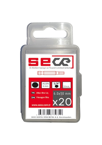 Sece 1/4'' Allen6 Bits Uç Allen6x50 Mm 20 Adet