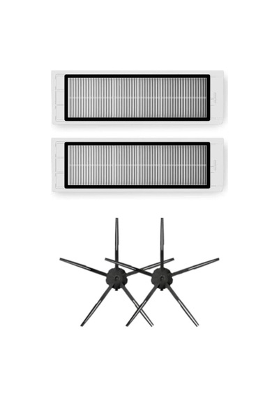 Roborock S5 Max (Siyah) Uyumlu Yedek Filtre Ve Yan Fırça-4 Parça