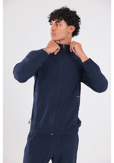 Rowinger Stretch Dokulu Dik Yakalı Fermuarlı Erkek Eşofman Takımı Blue