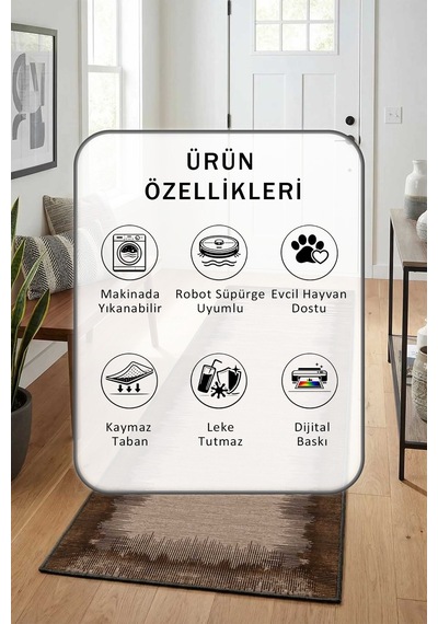Vizon Kahve Yıkanabilir Yolluk