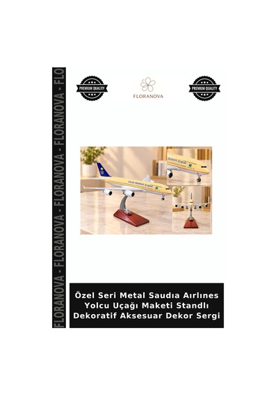 Özel Seri Metal Saudıa Aırlınes Yolcu Uçağı Maketi Standlı Dekoratif Aksesuar Dekor Sergi