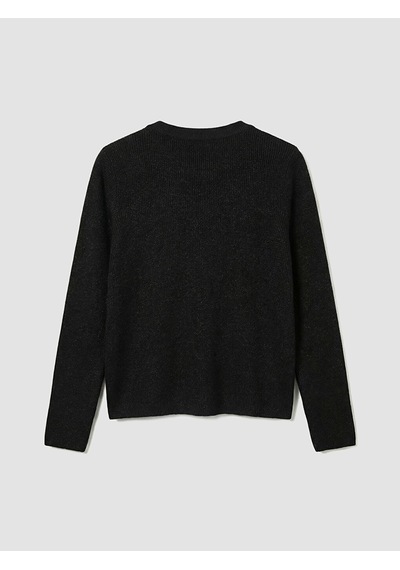 Lcw Comfort Siyah Bisiklet Yaka Kadın Triko Hırka