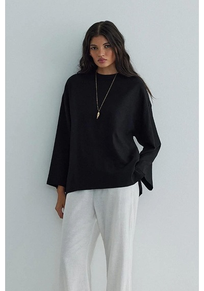 Suud Collection Siyah Kavala Keten Bluz
