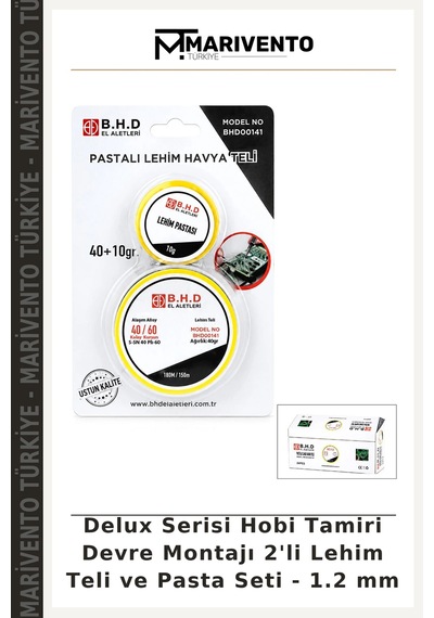 Delux Serisi Hobi Tamiri Devre Montajı 2'li Lehim Teli Ve Pasta Seti - 1.2 Mm