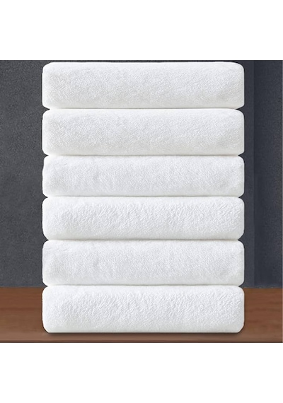 Beyaz Otel Banyo Havlusu 460 Gr 6'lı Set 70x140 Cm Beyaz