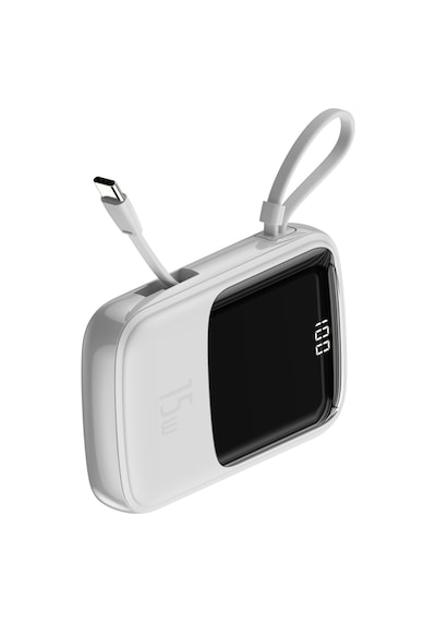 Baseus Q Pow Dijital Ekranlı Kablolu Powerbank Beyaz