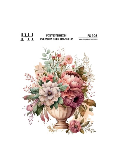 Polyesterhobi Premium Sulu Transfer 25x35 Cm Çiçek Desenli Ps 105