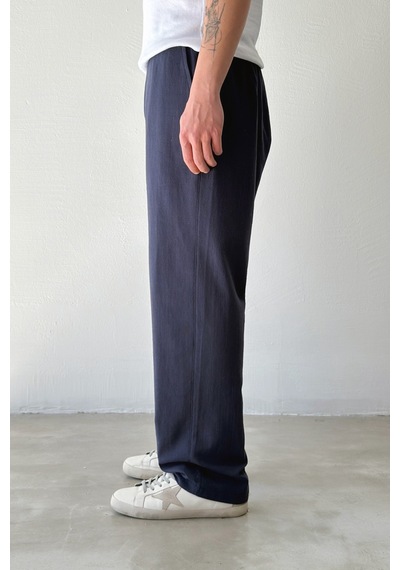 Flaw Bel Lastikli Keten Pantolon-29295 Lacivert Flaw Bel Lastikli Keten Pantolon-29295 Lacivert