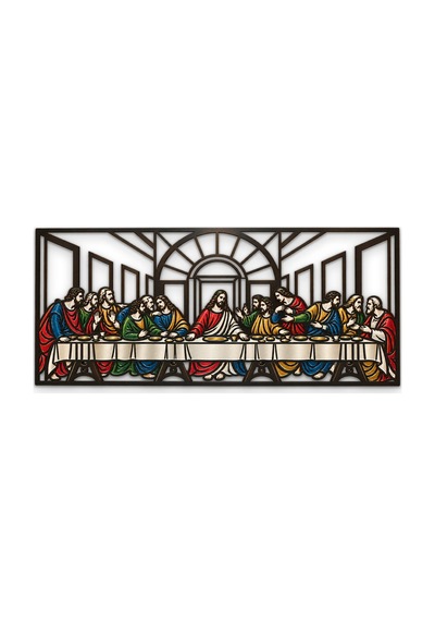 Lazer Kesim Son Akşam Yemeği - Metal Tablo - Dec0195 150 X 65 Cm Çok Renkli