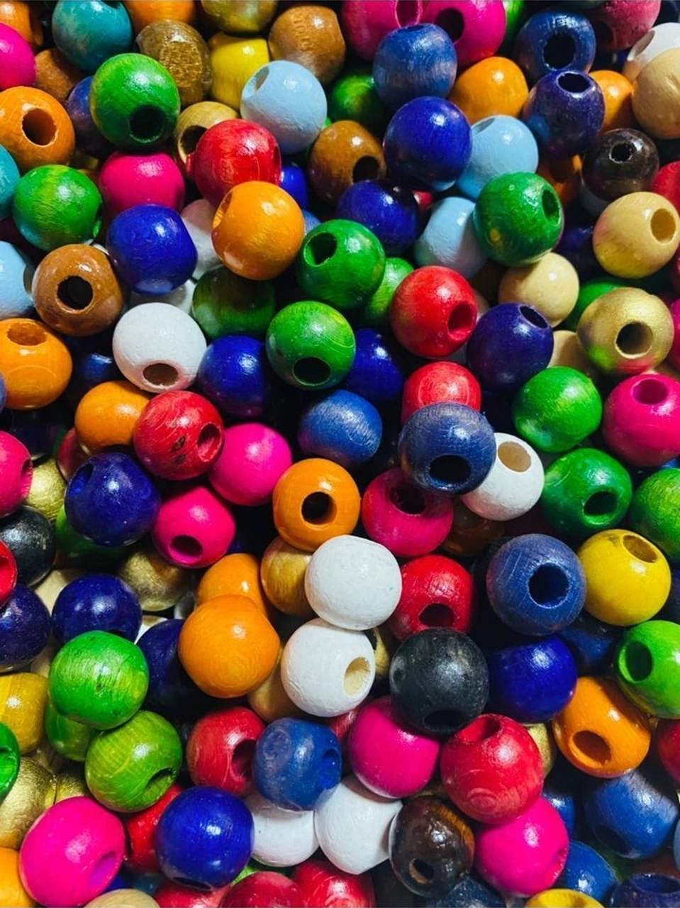 20 Mm Karışık Renkli Ahşap Boncuk - 30 Adet