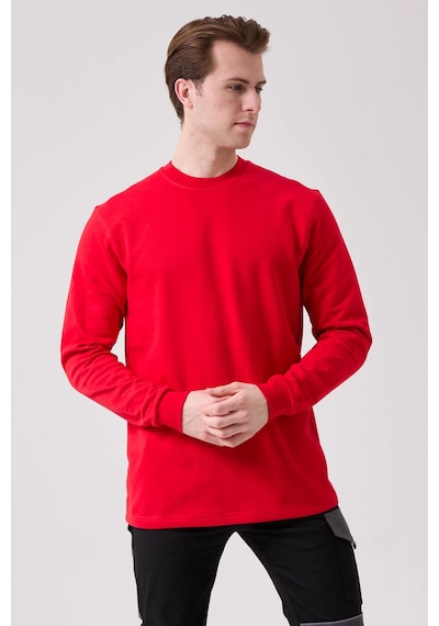 Galanthus Basic Sweatshirt - Uzun Kollu, Pamuklu, Rahat Kesim, Günlük Ve İş Kullanımı Kırmızı