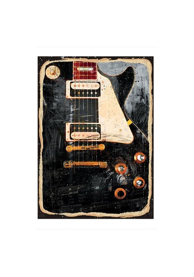 Bedeko Gibson Gitar Tasarım Ahşap Tablo 50 Cm X 70 Cm
