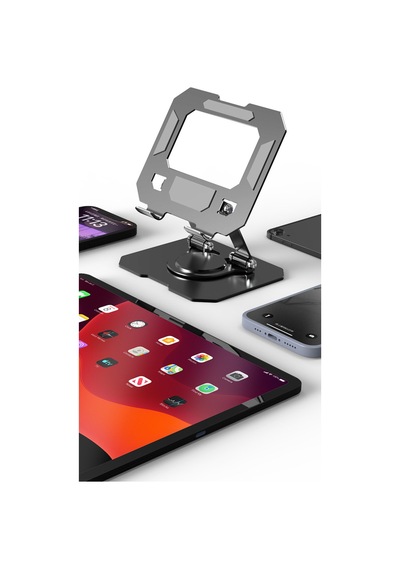 360 Dönen Siyah Metal Ayarlanır Katlanabilir Tablet Telefon Yükselten Tablet Telefon Çalışma Standı