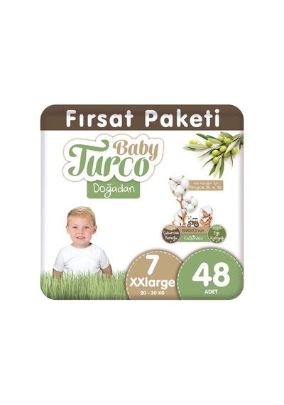 Baby Turco Doğadan Bebek Bezi 7 Numara XXlarge Fırsat Paketi 48 Adet
