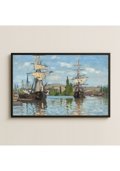 Monet Rouen'de Tekneler Pvc Tablo - Deniz Ve Yelkenli Temalı Sanat