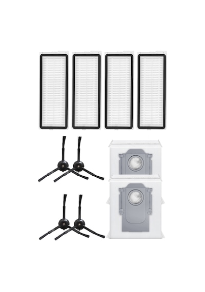 Roborock Qrevo Plus Uyumlu 4 Adet Hepa Filtre 4 Adet Siyah Yan Fırça 2 Adet Toz Torbası