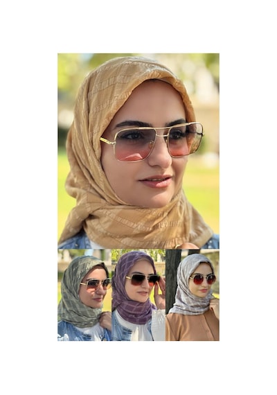 Aldaıyr 4 Adet - Jakarlı Caz Eşarp 120 X120 Pamuk Çok Renklij05-5