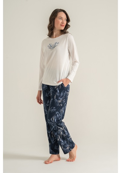 Pierre Cardin 9257 Modal Uzun Kol Kadın Pijama Takımı Krem