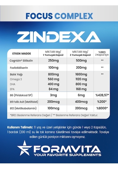Focus Complex Zindexa Sitikolin Dha Omega 3 30 Softgel