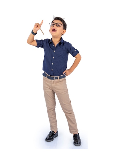 Mnk Baby & Kids Apoletli Kollu Gömlek Tarz Erkek Çocuk Takım Mnk0422 Lacivert - Bej