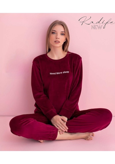 Pijamerry Kadın Kışlık Bisiklet Yaka Kadife Pijama Takımı 3044b - 1 Adet Bordo Pijamerry Kadın Kışlık Bisiklet Yaka Kadife Pijama Takımı 3044b - 1 Adet Bordo