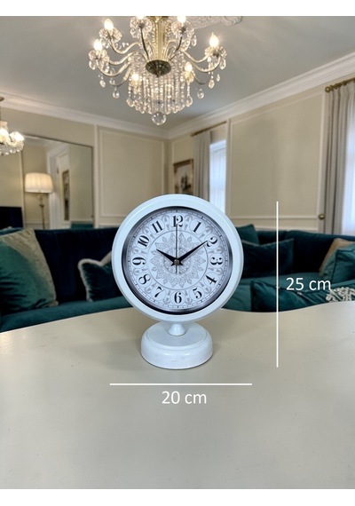 Büro Ev Ofis Hediyesi İçin 20x25cm Beyaz Motifli Metal Masa Saati Diğer