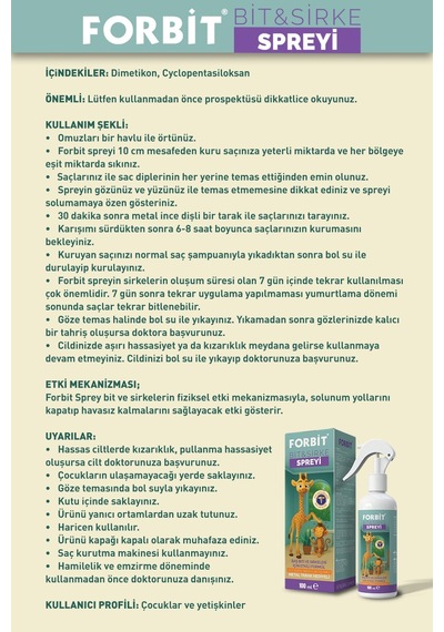 Forbit Bit Ve Sirke Spreyi 100 ML
