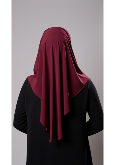 Hürrem Bone Bordo Pratik Hazır Geçmeli Tesettür Eşarp Sandy Kumaş Düz Hijab 2308 16