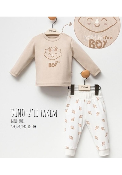 Moi Noi Baby Moi Noi 2li Takım Dino Açık Bej