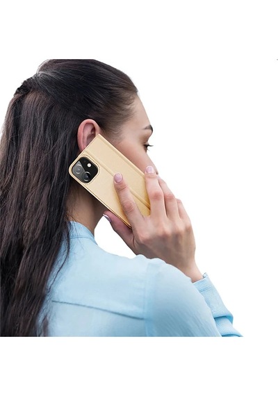 Dux Ducis iPhone Uyumlu 12 Mini Kılıf Kapaklı Flip Cover Kılıf Skin Pro Series Kılıf- 5775 Sarı