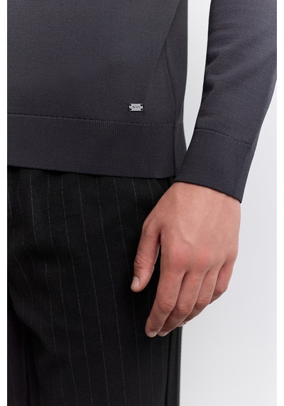 Avva Erkek Antrasit Yarım Balıkçi Yaka Basic Düz Rayon Kazak B005151